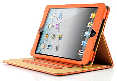 iPad Mini Hülle – JAMMYLIZARD Ledertasche Smart Cover mit Standfunktion für iPad Mini 4. 3. 2. & 1. Generation, ORANGE & HONIG - 2