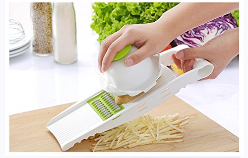 KEYNIS Mandoline Edelstahl Material Gemüse Schneidemaschine Green Cutter Slicer Gemüseschneider 5 in 1 (grün) - 5