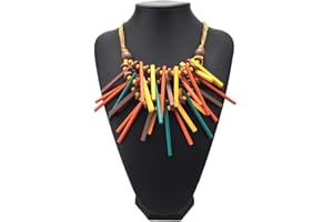 UTICON Necklaces, Women African Wooden Beads Stick Choker Chain Bib Statement Necklace Jewelry - Multicolor
