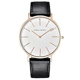 Pagani Design Damenuhr mit Quarzkristall - Wasserdichte Damenuhr - Elegante Damenuhr mit weichem Lederarmband - Roségold