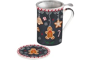 EASY LIFE COFFRET TISANIERE 30CL EN PORCELAINE AVEC FILTRE INOX R0280#GING, Noir