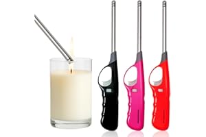 ONE BEST DEAL Candle Lighter Child Safe Lock Adjustable Flame Long Reach Fire Lighters for Candles Fireplaces Kitchen BBQ & Wood Burners (Assorted Colors)