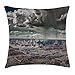 Produktbild Alfreen 18"X18" No Pillow Insert Farmhouse Decor Throw Pillow Cover Cushion for Sofa Couch, Cumulus Clouds on Grand Canyon Valley with Hazy Beams Idyllic Nature Image, White Brown
