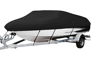 JOSUE Boat Black Boat Cover Anti-UV Waterproof Outdoor Protection Heavy Duty Marine Fishing Speedboat Yacht 11-22FT Boat Cover(11-13ft (420 X270cm))