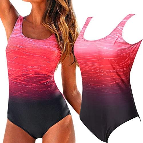 Zyyuk Womens Gradient Color Backless Bodysuits Round Neck One Piece Swimsuits Swimwear Beachwear Lingerie Set