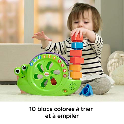 Fisher-Price Mon Ami l'Escargot Jouet Bébé pour Apprendre les Formes, les Chiffres et les Couleurs, avec 10 Musiques, 6 Mois et Plus, FRB87 – Image 4