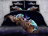 LifeisPerfect HD Digital 3D Conjunto de Ropa de Cama, Doble, Queen, King Size Dos Ranas Impreso...