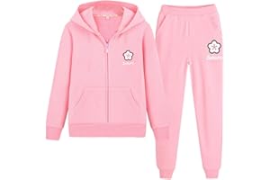 SXSHUN Survêtement Sport Ensemble Fille Pull À Capuche (Sweater+Pantalon) Tenue Vêtement de Jogging