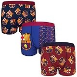 FC Barcelona Official Football Gift 3 Pack Boys Crest Boxer Shorts