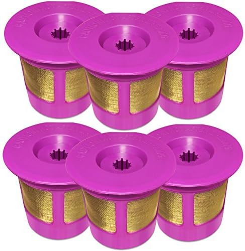 6-Pack Reusable Gold Plated Mesh Coffee Filters For Keurig 2.0 and 1.0 Brewers Fits K200/K250, K300/K350, K400/K450/K460, K500/K550/K560
