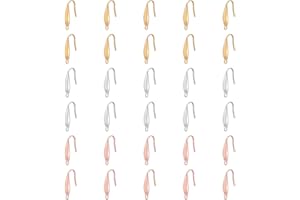 UNICRAFTALE 30 Pièces 3 Couleurs Crochets de Boucle D'Oreille en Acier Inoxydable 1.2mm Petit Trou Fil D'Oreille Fil de Couleur Mixte Crochet de Boucle D'Oreille Résultats pour Fabrication de Bijoux