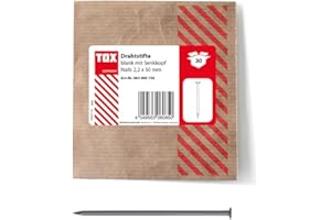 TOX Clavos de alambre 2,2x50 mm con cabeza avellanada para conexiones de madera simples y superficies planas, acero desnudo, 30 unidades en un empaque de papel reciclable, 063600156