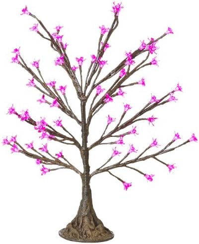 Arclite NBL-050-2 Cherry Blossom Tree, 2.5' Height, with Natural Brown Trunk, Pink Crystals and Pink Lights