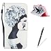 Produktbild Feeltech iPhone 5C Hülle,iPhone 5C Karte Halter Handytasche,Folio PU Leder Wallet Cover Schutzhülle mit Magnetverschluß und Standfunktion Slim Skin Schale Weich Backcover Handy Tasche Flip Cover Bookstyle Kreditkartenhaltern für iPhone 5C - Schwarze weiße Frauen
