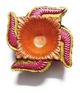 Diya : Swastik Diya, Clay Diya, mitti Diya, Diyas for Diwali, Hand Painted Deepak (5 Pieces Set) for Diwali & Navratri Puja 7L x 7W x 2H cm