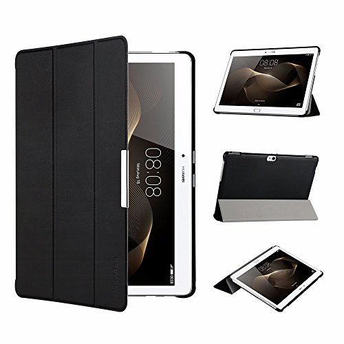 EasyAcc Huawei MediaPad M2 10.0 Hülle Case Tasche PU Leder zubehör hüllen für Huawei MediaPad M2 WiFi 25,4 cm (10 Zoll)/ Huawei MediaPad M2 Standard 25,4 cm (10 Zoll)/ Huawei MediaPad M2 LTE 25,4 cm (10 Zoll) Smart Cover mit Auto Sleep Wake up / Standfunktion (Schwarz, Kunstleder, Ultra dünn) - 3