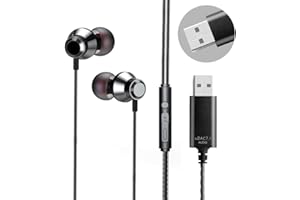 okcsc U260 USB Kopfhörer mit 2,5 m langem Kabel für Laptops, kabelgesteuerte In-Ear-Kopfhörer mit Mikrofon für Online-Unterricht, Online-Meetings, Computerspiele