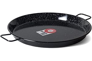 Garcima E-18GAR Poêle à Paella valencienne émaillée, Noir, 12 Personnes, 46 cm