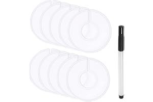 FEADBYT Clothing Rack Size Dividers, 10 Pieces Plastic Clothing Rack Size Dividers with 1 Marker Pencils, Round Hanger Divider, Clothes Organizers Clothing Rack Size Dividers, for Closet Garment, White