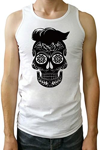 NOURY Mexican Floral Skull Haircut - Vinyl Print Vest - Tank Top