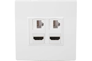 GOSHYDA Plaque Murale Ethernet HDMI CAT6, Panneau D'information Multimédia 4 Ports, 2 HDMI 2 CAT6, pour Ordinateurs, Téléviseurs, Disques Durs, Projecteurs, Convient aux Boîtes de Sortie