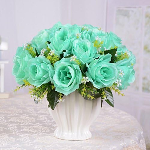 XPHOPOQ Artificial Flower Silk Flower Dried Flower Bundle Ceramic Vase Indoor Living Room Decoration Green