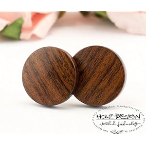 Rustikale Holz Ohrstecker Ø11mm Mini Ohrringe Dünne runde kleine hölzerne Ohrstecker Fake Plugs wood earrings wooden ear studs naturschmuck