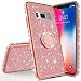 Produktbild Homikon Silikon Hülle für Samsung Galaxy S8 Überzug TPU Bling Glitzer Strass Diamant Schutzhülle mit Ring 360 Grad Ring Ständer Soft Flex Durchsichtig Silikon Handyhülle Tasche Case - Rose Gold