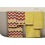 Costa del Pacífico textiles superior peinado Yarn Dyed Chevron toalla, algodón, naranja/amarillo, 600 g/m², juego de 6