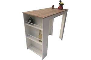 ‎MÖBEL SD Möbel SD Bartisch Stehtisch Sonoma Eiche hell Sägerau Weiß mit Kante in Echtholzopttk