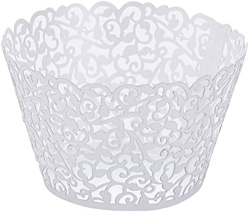 JS Direct 100pcs Paper Vine Lace Cup Cake Wrappers Cupcake Tower Cake Decoration Supplies White