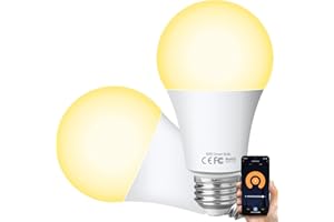 ‎HUTAKUZE HUTAKUZE Alexa Smart LED Lampen E27, WLAN Glühbirne Dimmbar, 10W Warmweiß Licht, Timing Funktion, Kompatibel mit Amazon Echo dot Google Home, Kein Hub Erforderlich, 2700K Birne(2 Stück)