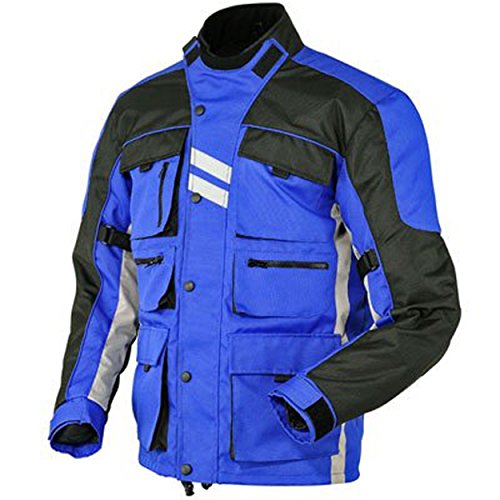 Hommes Moto Jacke Veste Blouson en Cordura Imperméable Motorcycle Jacket, Bleu, XXL