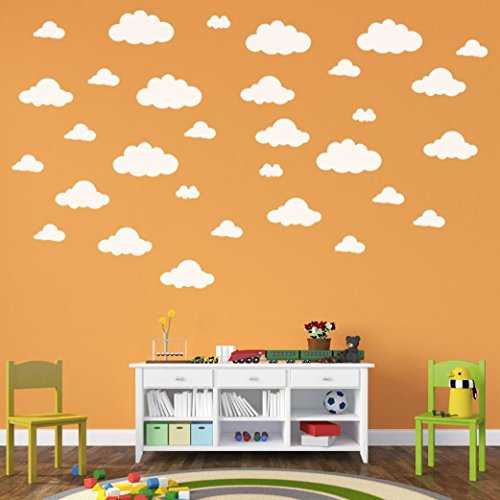 Saingace Wandaufkleber Wandtattoo Wandsticker,31pcs / set DIY große Wolken 4-10 Zoll-Wand-Aufkleber-entfernbare Vinylwand-Abziehbild-Kinderhaus-Ausgangsdekoration-Kunst