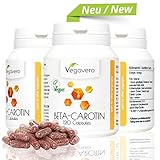 Natural Beta Carotene | 120 Capsules | Purely Plant Based Carotenoid | Perfect for Summer Tanning, Skin Health + Protection | VEGAN by Vegavero