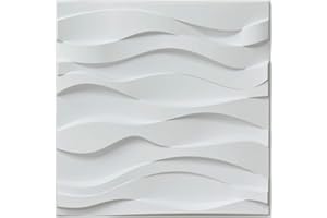 Art3d Paneles para Paredes Interiores, PVC Panel de Pared 3D Blanco, Panel de PVC Ondulado (12 Piezas/3 ㎡)