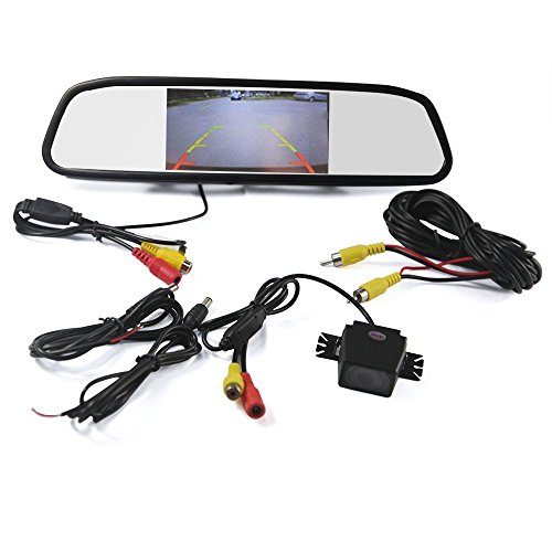 ROGUCI Dax 4.3 Zoll Farbe Rückfahrkamera LCD Nachtsichtgerät Kamera Webcam Auto Rückfahrkamera Kamera + 4.3″ Innenspiegel /Rückspiegel TFT LCD Monitor Fernbedienung & Standfuß Für Auto Rückfahrkamera monitor - 4
