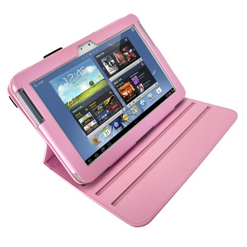igadgitz Pink Rosa 360° Rotierende Abnehmbare PU Leder Tasche Schutz Hülle Schutzhülle Ledertasche Lederetui Etui Case Cover für Samsung Galaxy Note 10.1 N8000 WiFi 3G Android Tablet + Display Schutzfolie - 5