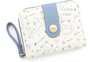 Oyccen Linda Cartera de Gato para Mujer Billetera Pequeña Monedero con Cremallera Billetera Corta con Bolsillo de Moneda Tarjetero Carteras para Niñas