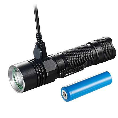 LED Taschenlampe Wiederaufladbare, Akale IPX4 Wasserfest, Super Helle 500 Lumen CREE LED, 4 Licht Modi, Wiederaufladbare Taschenlampe im Hosentaschenformat für Camping, Wandern und Notfälle (Inklusive 2200mAh 18650 Batterie)