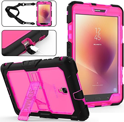 Samsung Galaxy Tab A2 S - 8.0" (SM-T380 &amp; SM-T385) Case, SAYMAC [Kickstand &amp; Shoulder Strap] Full Body Rugged Shockproof Drop Protection Bumper iPad Tablet Case for Galaxy Tab A 8.0 (Pink/Black)