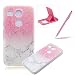 Produktbild LG Nexus 5X Hülle Silikon Gummi Schutzhülle,LG Nexus 5X Ultradünn Slim Weiches Rubber TPU Gel Back Cover,Herzzer Flexibel Glatt Licht Kratzfest Buntes Gedruckt Silikon Gelee Schutz Schutztasche Zurück Hülle Bumper Case für LG Nexus 5X + 1 x Frei Rosa Handy Halterung Ständer + 1 x Frei Rosa Stift Stylus - Marmor