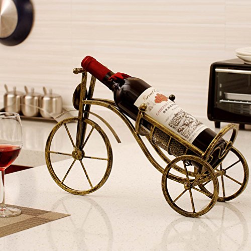 Preisvergleich Produktbild JIEJIEDE Einzigartige Wein flaschenhalter,Europäischen Retro-tischplatte Wein Racks Moderne Wohnzimmer Dreirad Wein Rack minimalistische Flasche Server Display Rack Portable Wein Stehen-A