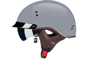 SMILFREE Halbschalenhelm mit ECE-Zulassung Motorradhelm für Damen und Herren Erwachsene Rollerhelm Cruiser Chopper Skateboardhelm Motorradhalbhelm mit Visier