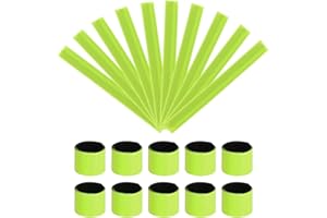 Brassard Reflechissant, Brassards Réfléchissants Élastique, Brassard de Sécurité, Bandes de Poignet Réfléchissantes, Bandes Réfléchissantes Réglables, pour Vélo Moto Jogging, 10Pcs Helweet