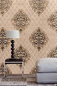 Eurotex 57 SQFT Textured Vinyl PVC Coated 3D Beautiful Damask Wallpaper Rolls for Walls/Home decoration-L37205