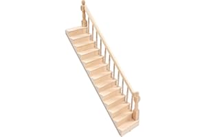 SEPTPENTA Escalier de Maison de Poupée, Escalier Miniature 1:12, Coins Arrondis en Bouleau, Rend Votre Maison de Poupée Vivante, Modèle D'accessoire D'escalier de Bricolage, Cadeau pour Les Filles(La Gauche)