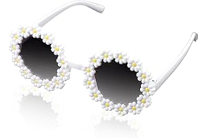 BIVOFU Klassische Runde Daisy Sonnenbrille, Sonnenbrille Damen Rund, Uv400 Schutz, Sonnenbrille Rund Damen, Hippie Brille, Modische Spiegelgläser Für Damen Und Herren, Leicht Und Tragbar