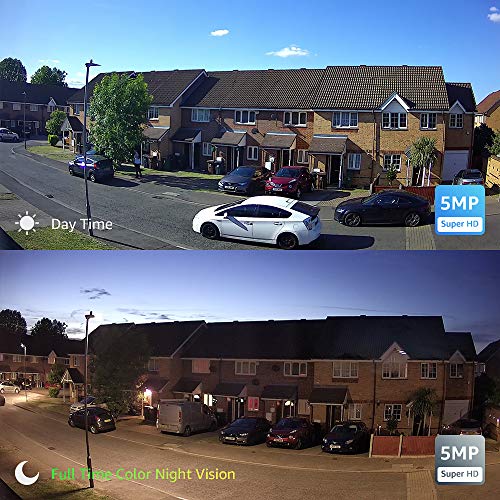 H.VIEW IP Kamera Außen 5MP Bunte Nachtsicht Funk Überwachungskamera ONVIF 2.4/5GHz Farbbild Sicherheitskamera Mikrofon Bewegungserkennung mit SD Slot(Max 128GB)