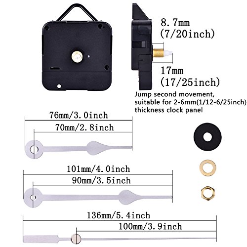 Mudder Quarzuhrwerk Mechanismus Reparaturwerkzeug Kit, 6/25 Zoll Maximaldialdicke, 17/25 Zoll Gesamtwellenlänge - 2